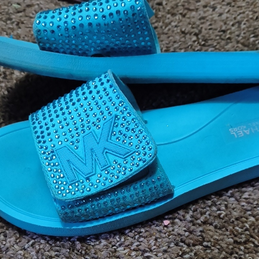 Michael Kors Turquoise Embellished Slides